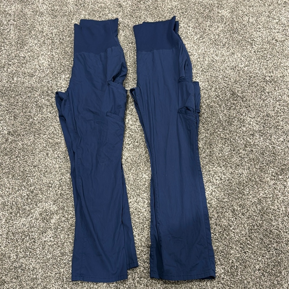 2 pairs of navy Jaanuu size medium maternity scrub pants, good shape